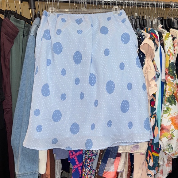 Mossino Dresses & Skirts - Elegant Light Blue Polka Dot A-Line Skirt